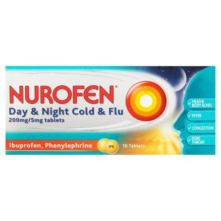 NUROFEN DAY & NIGHT COLD & FLU tablets 200mg/5mg 16